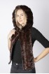 Brown mink fur hood-scarf